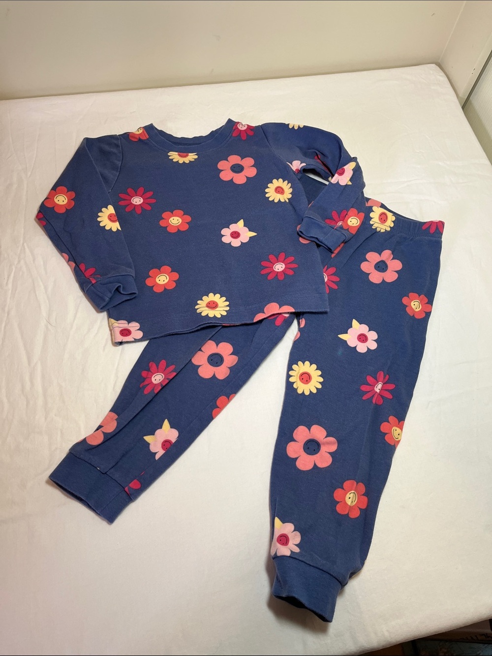 2T / 3T Kids Navy Blue Floral Pajama Set